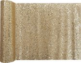 Santex Glitter Tafelloper op rol - goud - 28 x 300 cm - polyester