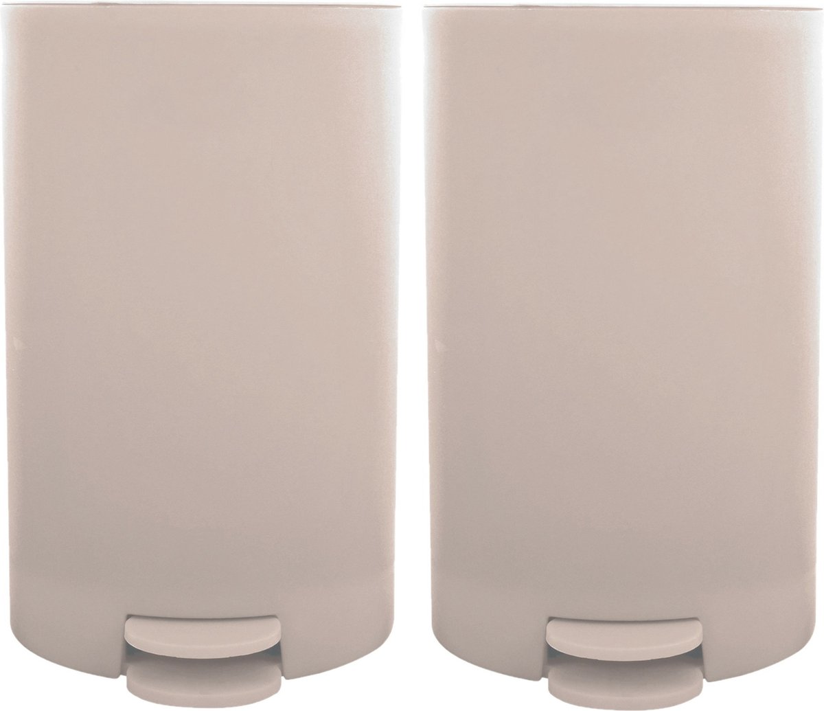 MSV Pedaalemmer - 2x - kunststof - beige - 3L - klein model - 15 x 27 cm - Badkamer/toilet
