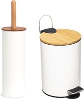 Zeller Badkamer/toilet accessoires - WC-borstel en pedaalemmer 3L - wit