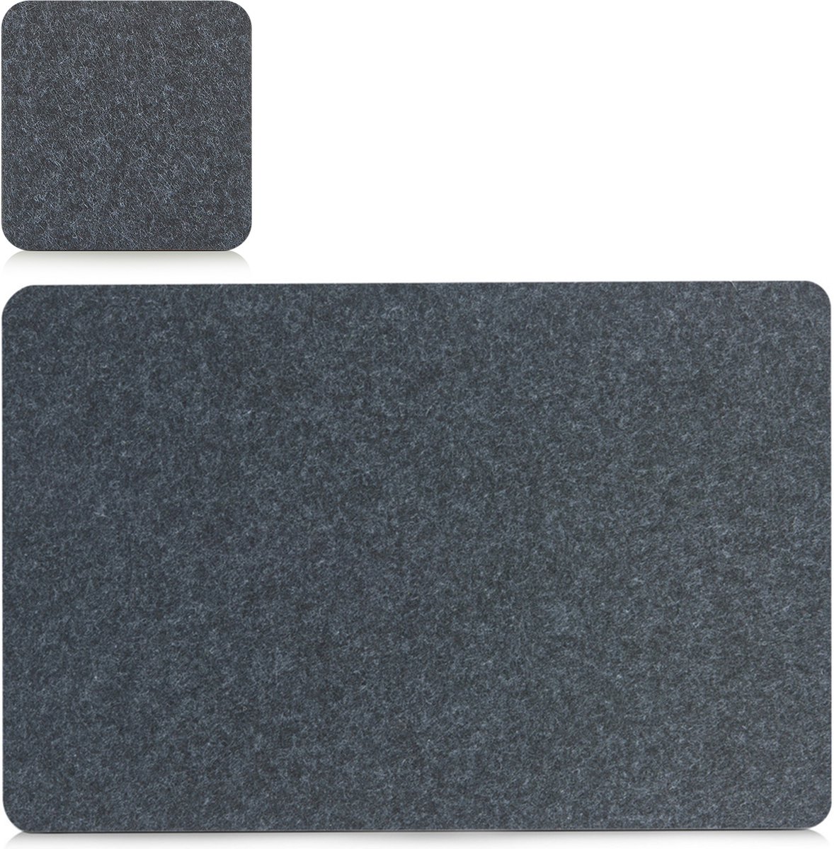Placemats en onderzetters - set 4x - antraciet grijs - vilt - 45 x 30 cm