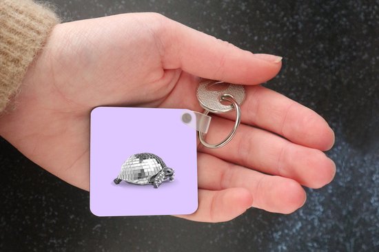 Porte-clés - Distribution de cadeaux - Tortue - Boule à facette - Disco - Animal - Violet - Plastique
