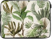 Laptophoes 15.6 inch - Jungle - Palmboom - Bananenplant - Kinderen - Natuur - Planten - Laptop sleeve - Binnenmaat 39,5x29,5 cm - Zwarte achterkant