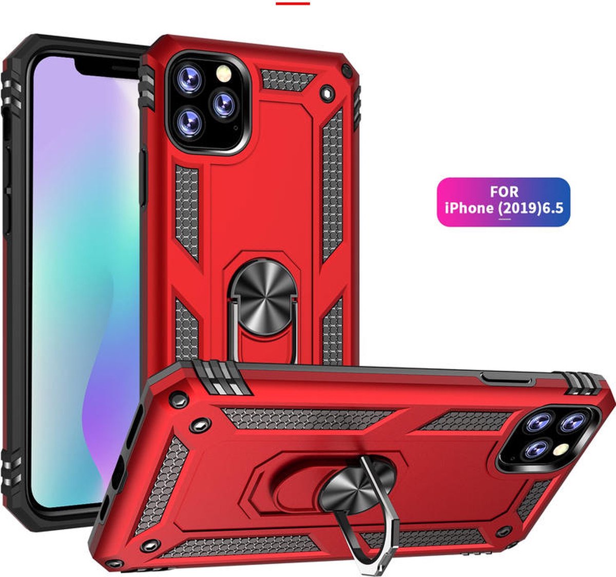 Cityhoesje - Ring - Anti Shock - iPhone 11 Pro Max - Backcover - Rood