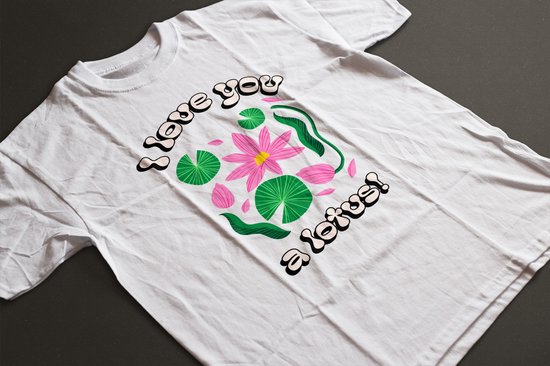 Chemise - Je t'aime un lotus - Wurban Wear | Chemise drôle | Plantes | T-shirt unisexe | Vase | Pot de fleurs | Set de jardin | Jeu d'outils | Bac de cultivation | Blanc