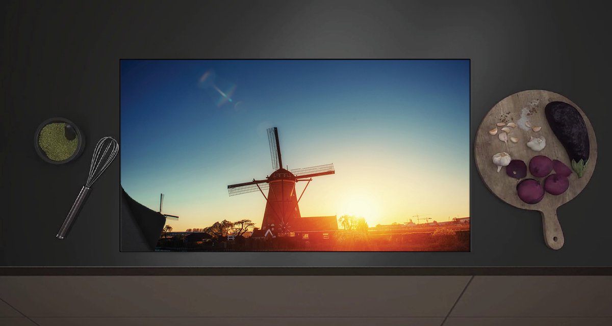 Inductieplaat Beschermer - Traditionele Hollandse Molens aan Meer tijdens de Avondzon - 90x52 cm - 2 mm Dik - Inductie Beschermer met zwarte kern