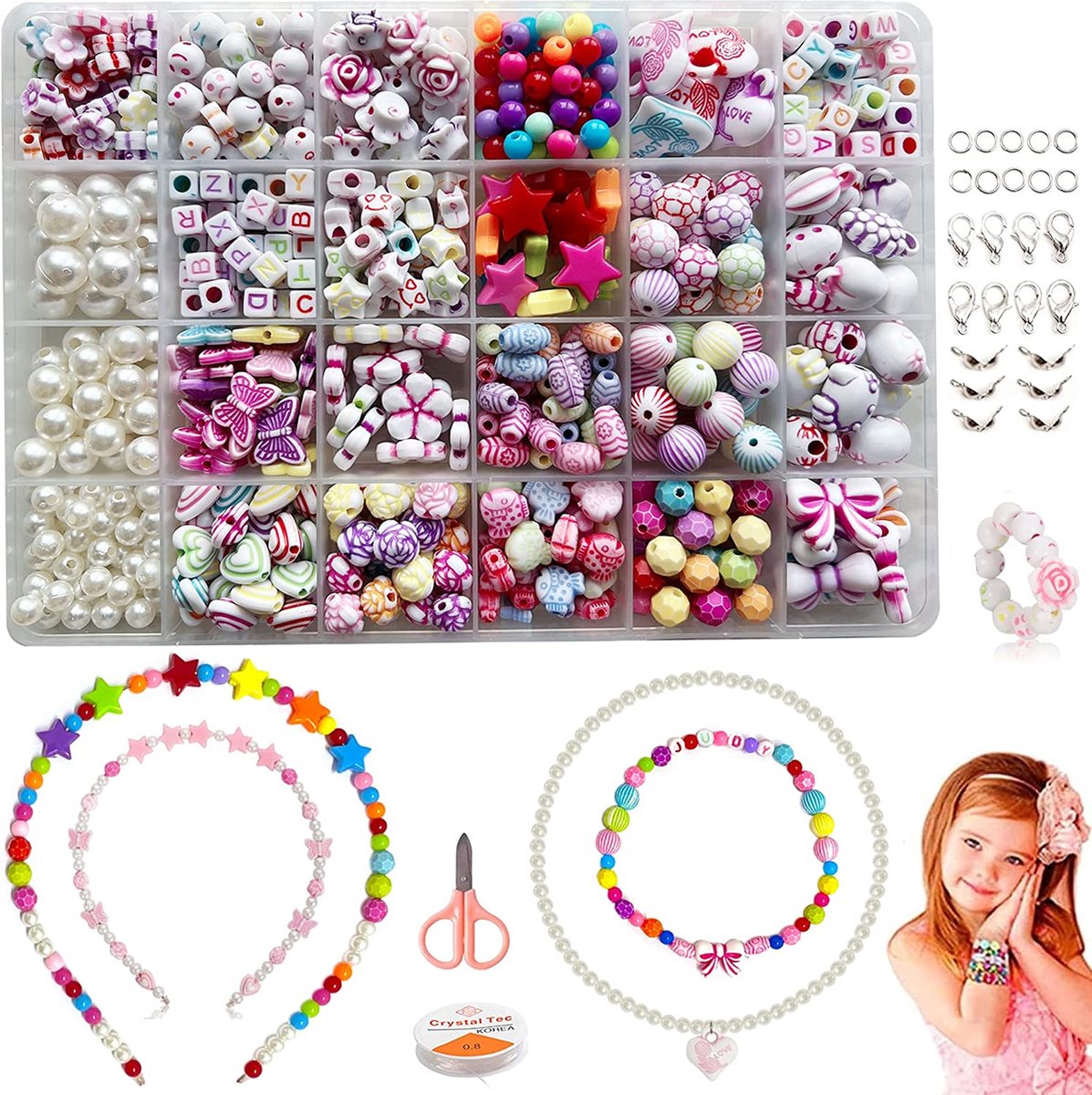 Jeu pour Fille, Kit Perles Bijoux Enfant, DIY Artisanat Création