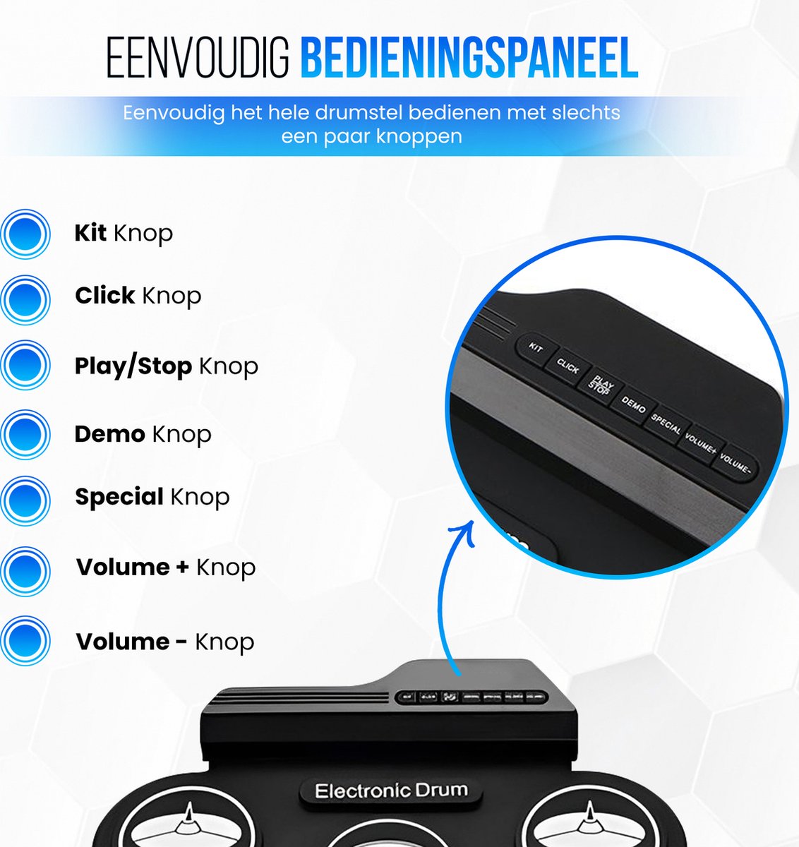 Luxe Drumstel - Inclusief Drumstokken En Oordopjes - Drumstel voor kinderen - Drumpad - Drumstel Elektronisch - Kinder Drumstel — afbeelding 3