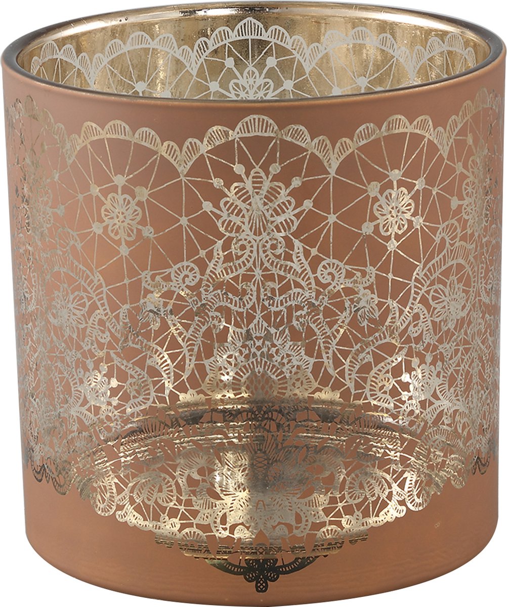 PTMD COLLECTION PTMD Windlicht Opix - 15x15x15 cm - Glas - Bruin