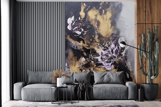 te veel tolerantie Gedachte Behang - Fotobehang Abstract - Zwart - Grijs - Verf - Breedte 205 cm x  hoogte 280 cm -... | bol.com