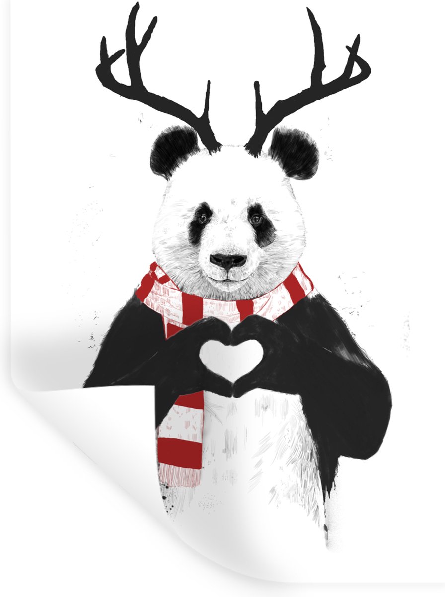Muurstickers - Sticker Folie - Panda - Gewei - Sjaal - Hartje - 60x80 cm - Plakfolie - Muu