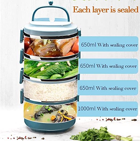 Roestvrijstalen Thermisch Geïsoleerde Lunchbox, Maaltijdcontainer Met Isolatiezak Voedselopslag Voor Warme En Koude Maaltijden B~p149632076