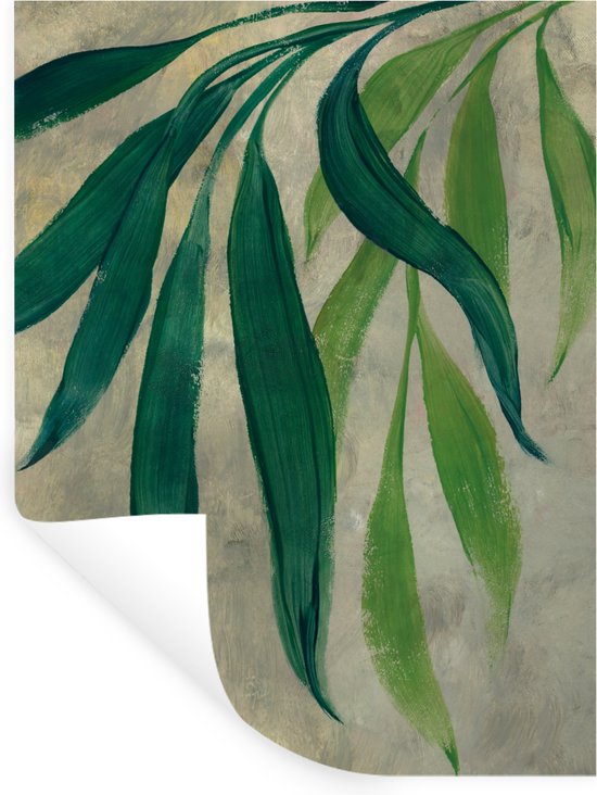 Muurstickers - Sticker Folie - Bladeren - Groen - Planten - Natuur - Vintage - 120x160 cm - Plakfolie - Muurstickers Kinderkamer - Zelfklevend Behang XXL - Zelfklevend behangpapier - Stickerfolie