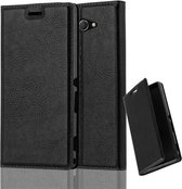 Cadorabo Hoesje geschikt voor Sony Xperia M2 / M2 AQUA in ZWARTE NACHT - Beschermhoes met magnetische sluiting, standfunctie en kaartvakje Book Case Cover Etui