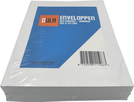 DULA - Bordrug Enveloppen - EB4 - 262 x 371 mm - 50 stuks- Zelfklevend met plakstrip - 120 Gram