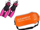 Ocean Reef Duo 2 snorkelvinnen in drybag - Roze L/XL