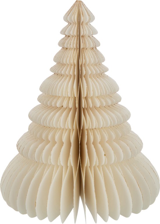 J-Line décoration Sapin De Noël Pliant - papier - crème/blanc - large