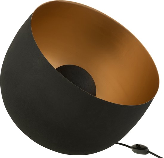 J-Line tafellamp Rond - metaal - zwart/goud - large