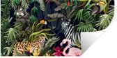 Muurstickers - Sticker Folie - Jungle dieren - Natuur - Jongens - Meisjes - Flamingo - Zebra - 120x60 cm - Plakfolie - Muurstickers Kinderkamer - Zelfklevend Behang - Zelfklevend behangpapier - Stickerfolie