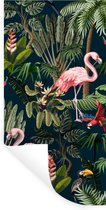 Muurstickers - Sticker Folie - Jungledieren - Patroon - Kinderen - Flamingo - Papegaai - Kids - 20x40 cm - Plakfolie - Muurstickers Kinderkamer - Zelfklevend Behang - Zelfklevend behangpapier - Stickerfolie