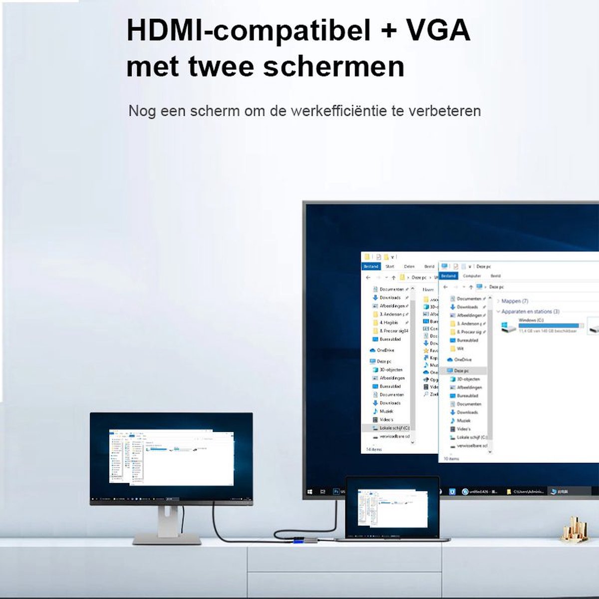 Hagibis externe videokaart usb 3 0 naar hdmi vga adapter uhv3 4k