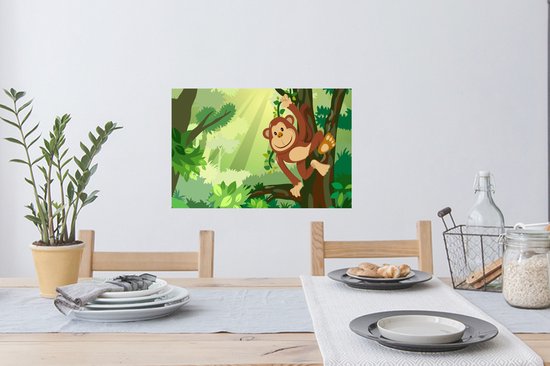 Stickers muraux - Film autocollant - Singe - Jungle - Garçons - Filles - Fleurs - Kids - 60x40 cm - Film adhésif - Stickers muraux Chambre d'enfant - Papier peint autocollant