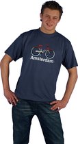 T-shirt blauw fiets Amsterdam heren