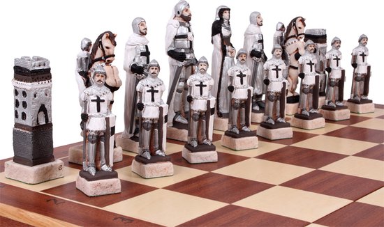 Afbeelding van het spel Grunwald schaakset - Opklapbaar Decoratieve Schaakbord met Schaakstukken - Koning 135mm - Schaakbord 600x300