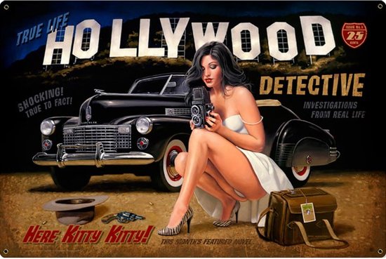 Wandbord Movie Pin Up Man Cave - Hollywood Detective True Life