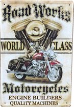 Wandbord Motor Garage - Road Works Motorcycles