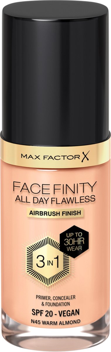 Max Factor Facefinity All Day Flawless 3-in-1 Liquid Foundation - 045 Almond