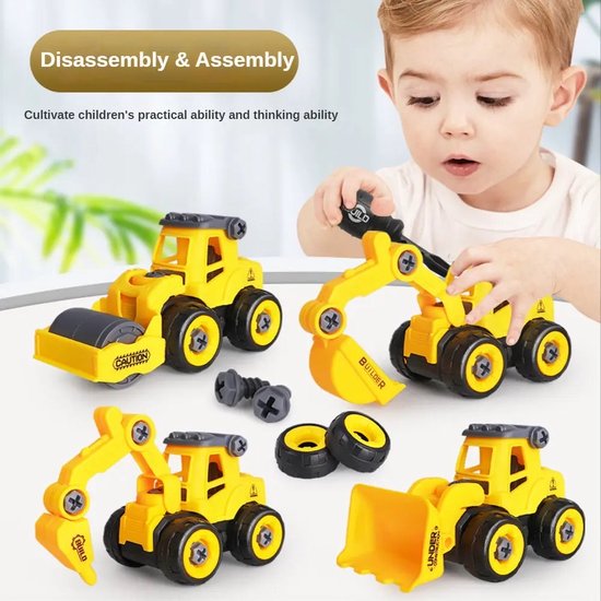 Véhicules de construction jaune ensemble de jouets avec tournevis