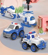 Bouwvoertuigen politie speelgoedset met bijgeleverde schroevendraaier - bouwset kinderspeelgoed - educatief speelgoed