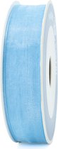 lichtblauw lint - organza blauw cadeaulint - 50 meter x 25 mm - inpakmateriaal