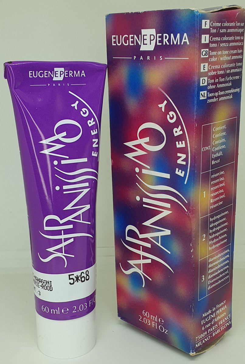 Eugene Perma Paris Safranissimo Energy Haarkleuring zonder ammoniak 60ml - 07.65 Koperrood