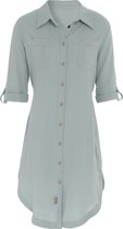Knit Factory Kim Robe chemise pour femme - Robe d'été - Robe - Vert Vintage - XL - 100% coton biologique - Longueur genou