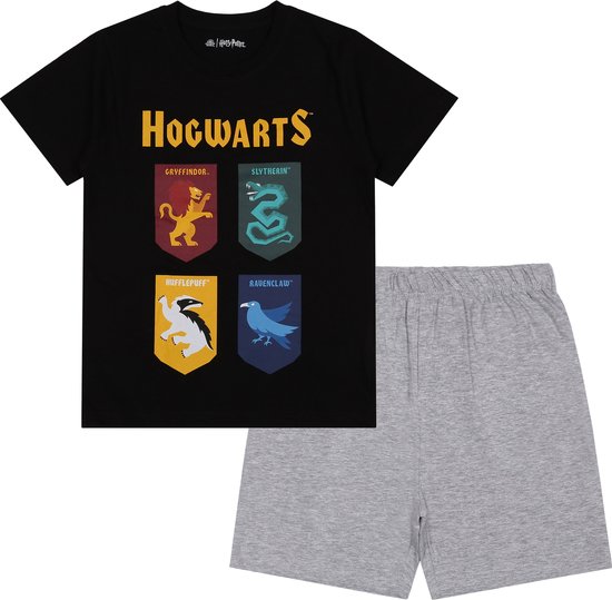 Harry Potter - Jongenspyjama met korte mouwen, Zwarte en grijze zomerpyjama / 134