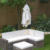 KidKraft Outdoor Sectional Ottoman & Umbrella Set - Bear Brown & Beige