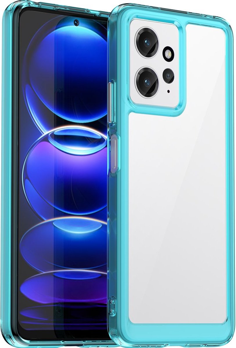 Mobigear Hoesje geschikt voor Xiaomi Redmi Note 12 Telefoonhoesje Hardcase | Mobigear Crystal Backcover | Redmi Note 12 Case | Back Cover - Transparant / Turquoise