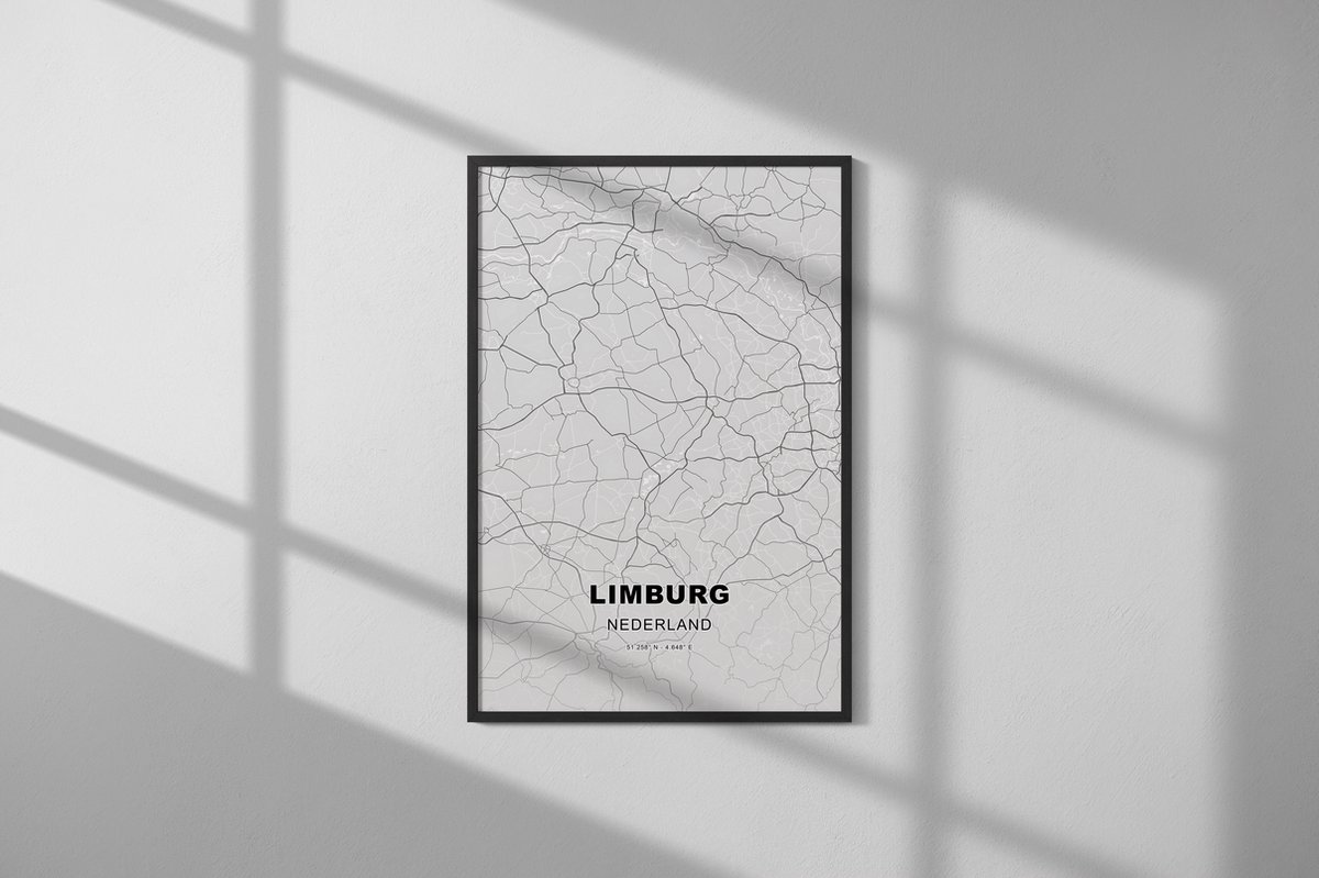 Limburg, Nederland - Kaart - Stadskaart - Poster - Formaat: 70x50 cm
