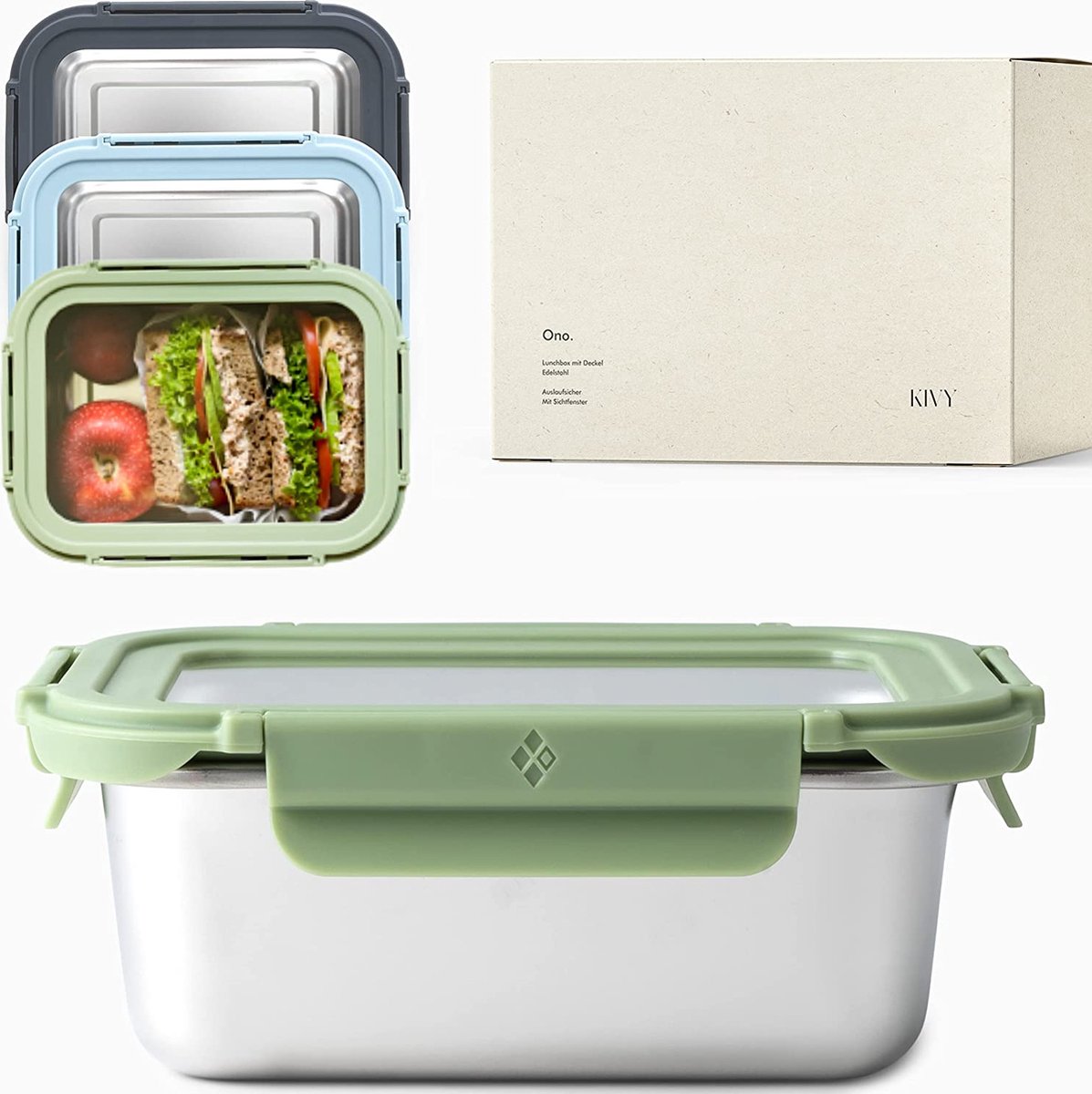 Takway Roestvrijstalen broodtrommel voor kinderen, met vakken, 800 ml, lekvrij, bento box met onderverdeling, variabele snackbox, brooddoos voor kleuterschool, school, eenhoorn, 3 vakken Takway Roestvrijstalen broodtrommel voor kinderen, met vakken, 800 ml, lekvrij, bento box met onderverdeling, variabele snackbox, brooddoos voor kleuterschool, school, eenhoorn, 3 vakken