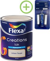 Flexa Creations Lak Zijdeglans - Urban Taupe - 750 ml + Flexa Lakroller - 4 delig