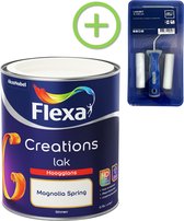 Flexa Creations - Lak Hoogglans - Magnolia Spring - 750 ml + Flexa Lakroller - 4 delig