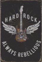 Wandbord Muziek Guitarr - Hard Rock Always Rebellious