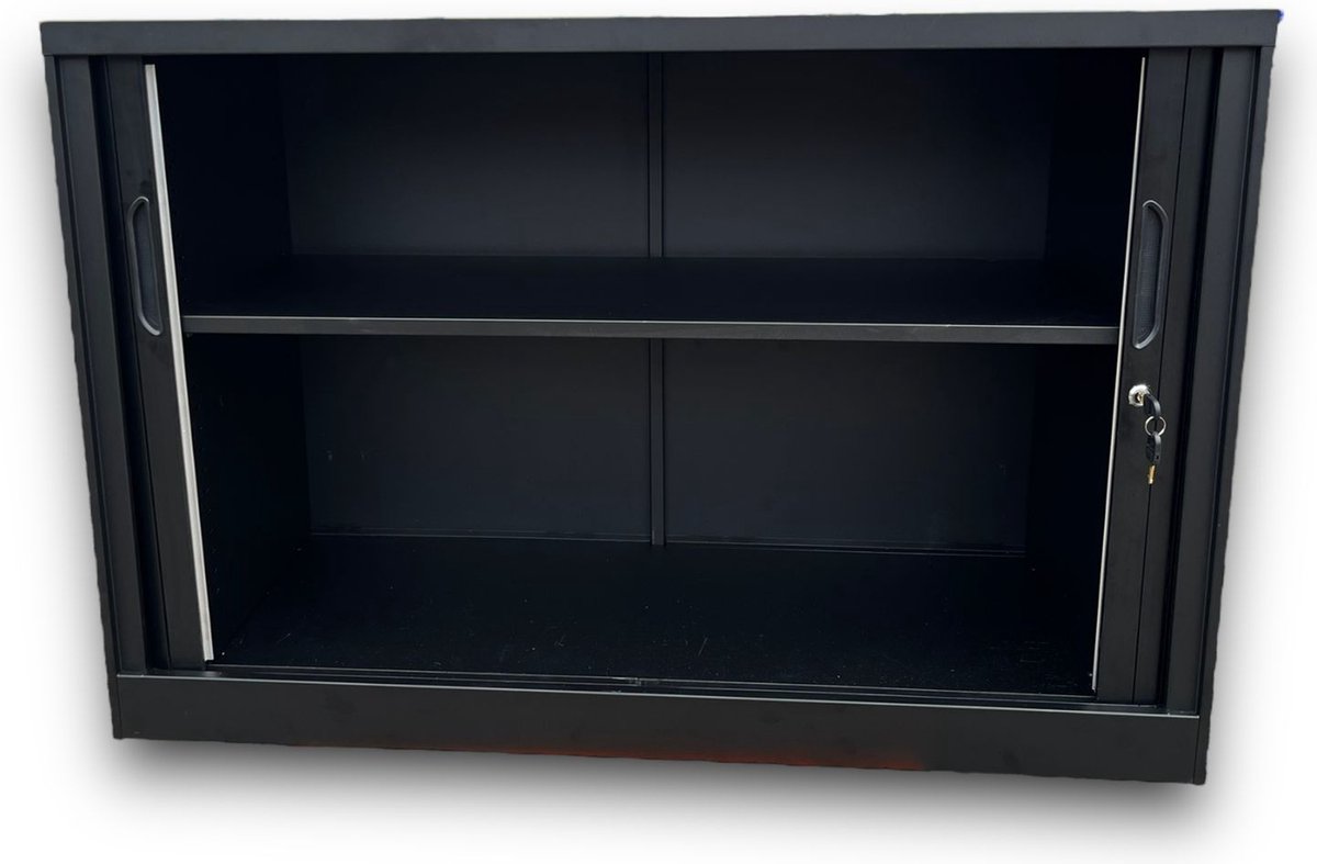 Archiefkast – Roldeurkast – Dossierkast – Zwart – Met slot - 80x120x45 cm op Prijzenvolger.com