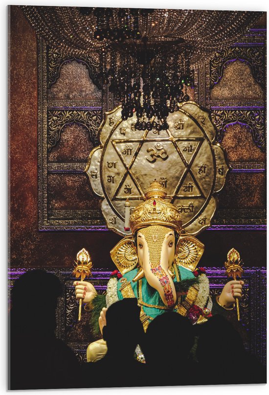 Acrylglas - Ganesha Beeld in Hindoeïstische Tempel - 50x75 cm Foto op Acrylglas (Wanddecoratie op Acrylaat)