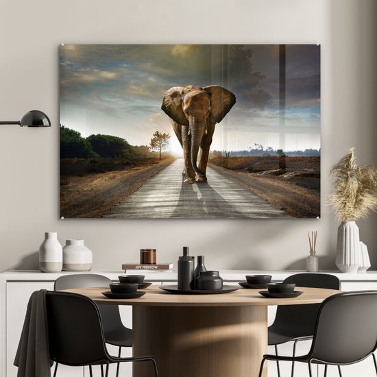 Tulup Schilderijen op glas 120x60 Schilderij MuurdecoratieWanddecor Kunstdruk Modern Decoratief Beeld Gedrukt Decoratie Poster Foto Afbeelding - New York by night