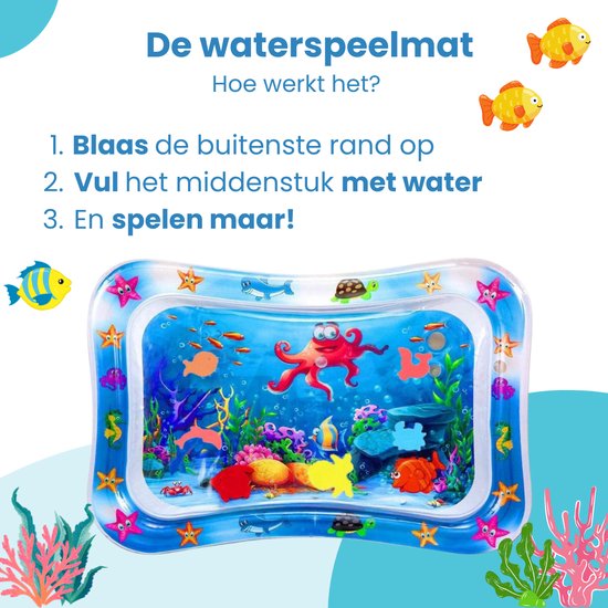 Waterspeelmat Met Figuurtjes - Waterspeelmat Baby - Watermat Baby - Origineel Kraamcadeau Voor Jongen En Meisje - Babyshower Cadeau - Blauw van Toi-Toys — afbeelding 4