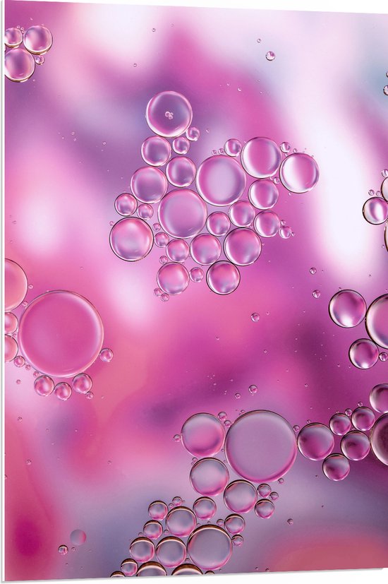 PVC Schuimplaat- Bubbels in Roze Achtergrond - 70x105 cm Foto op PVC Schuimplaat