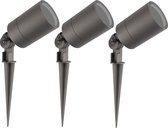 Ledvion - 3X LED Prikspots - Antraciet - IP65 - 5W - GU10 - 2M