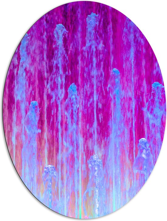 Dibond Ovaal - Abstracte Mix van Blauwe en Paarse Kleuren - 81x108 cm Foto op Ovaal (Met Ophangsysteem)